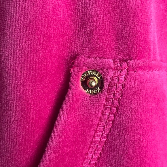 Michael Michael Kors Deep Fuchsia Plush Velour MK Logo Tracksuit Size L NWT - Picture 11 of 11